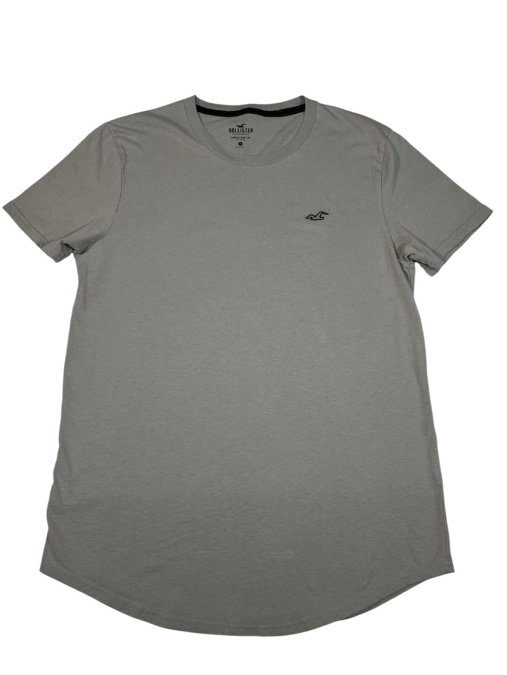 Hollister Men’s Gray 100% Cotton Curved Hem Tee Soft Casual Basic Shirt M - Picture 2 of 7
